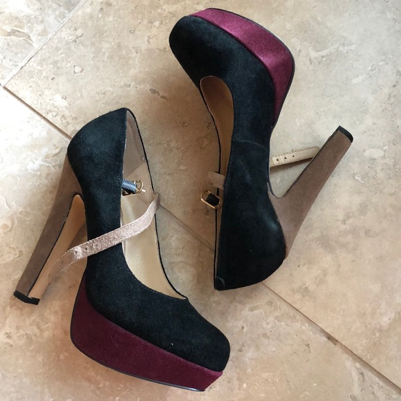 Steve Madden suede platform colorblock Mary Jane’s - Picture 1 of 5